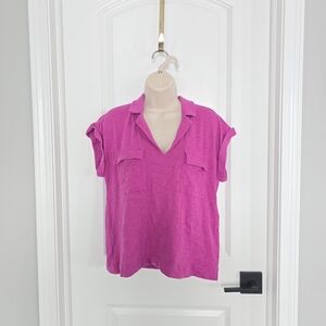LOFT Magenta Utility Top Sz Small Worn 1x